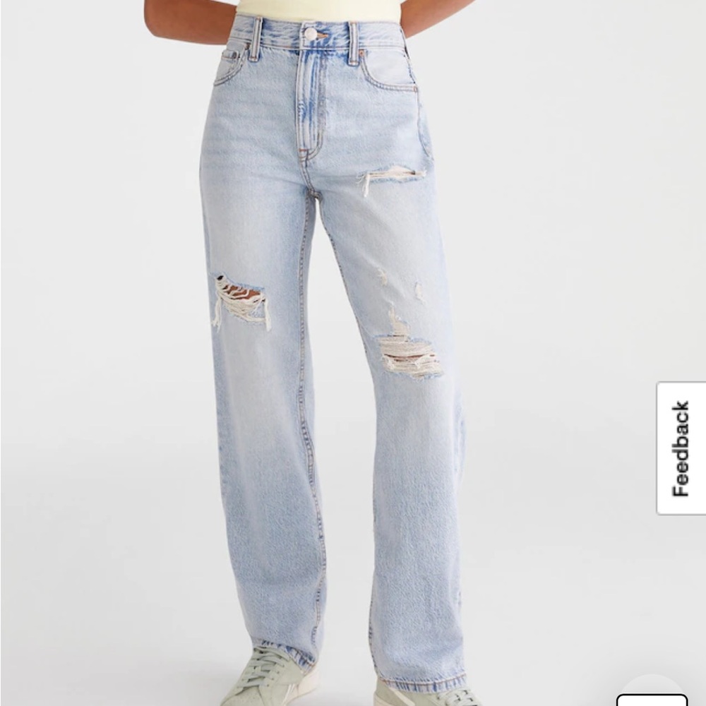 Aeropostale Light Wash Distressed Straight-Leg Jeans